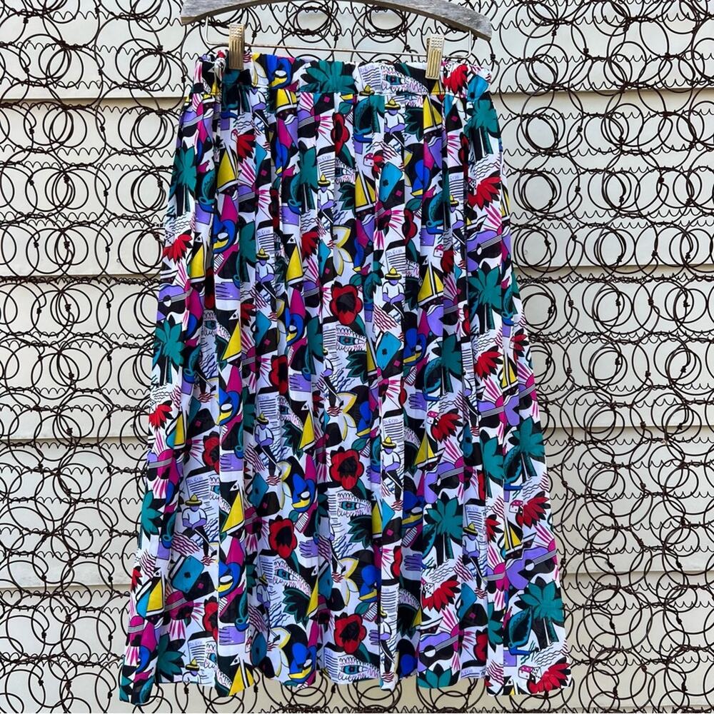 Vintage Diane Von Furstenberg pop art comic graffiti Perma pleated skirt MEDIUM